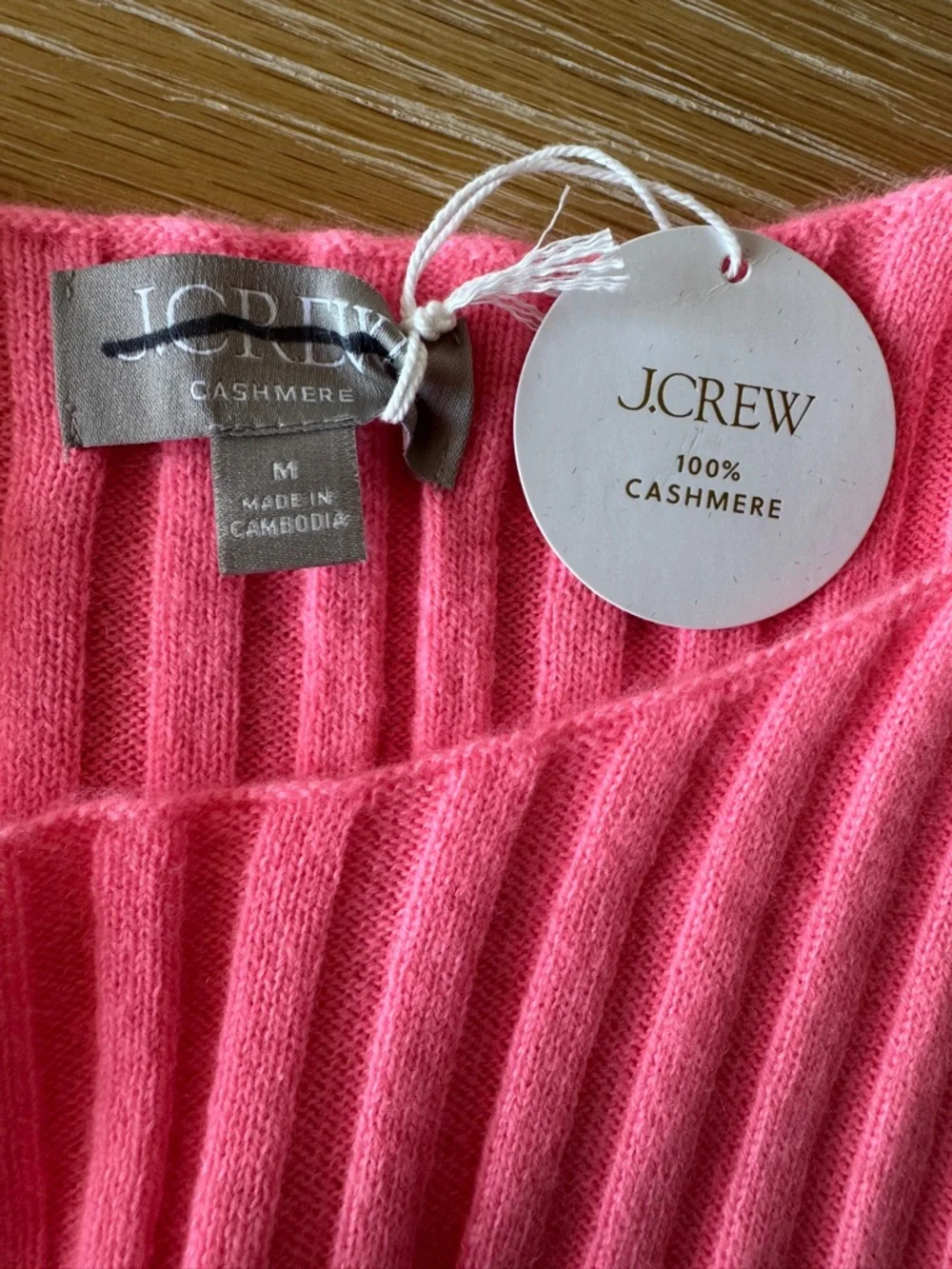 NWT J. CREW Women’s Wide-rib cashmere sweater shell Neon Capri Medium *SEE NOTE* - Picture 5 of 16